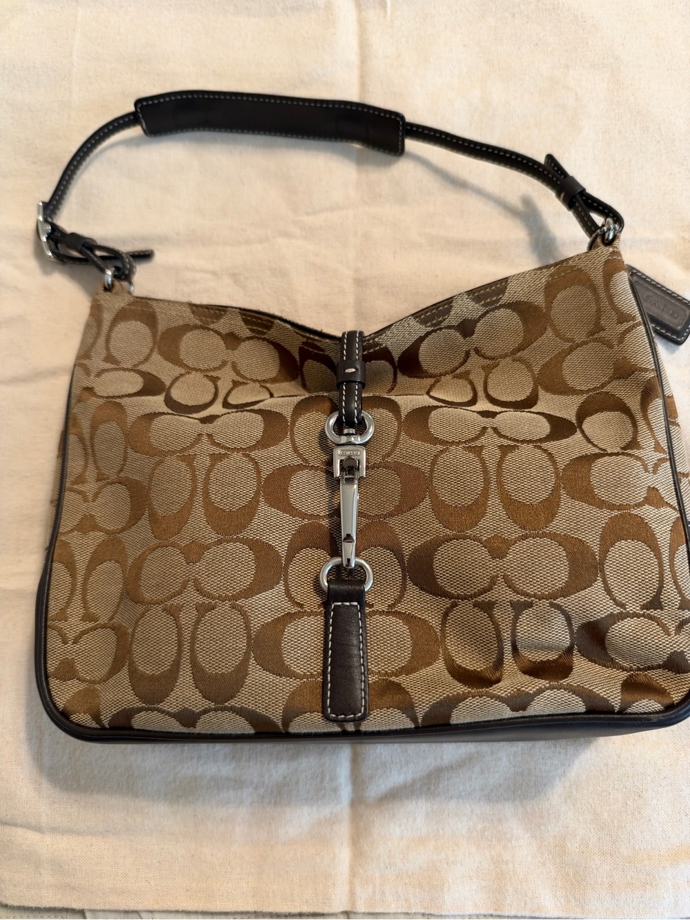 Coach Signature Shoulder Bag – Brown/Tan Monogram